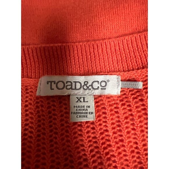 Toad & Co Orange Colorblock Knit Round Neck Sweater Wool Blend Women's XL - Picture 8 of 9